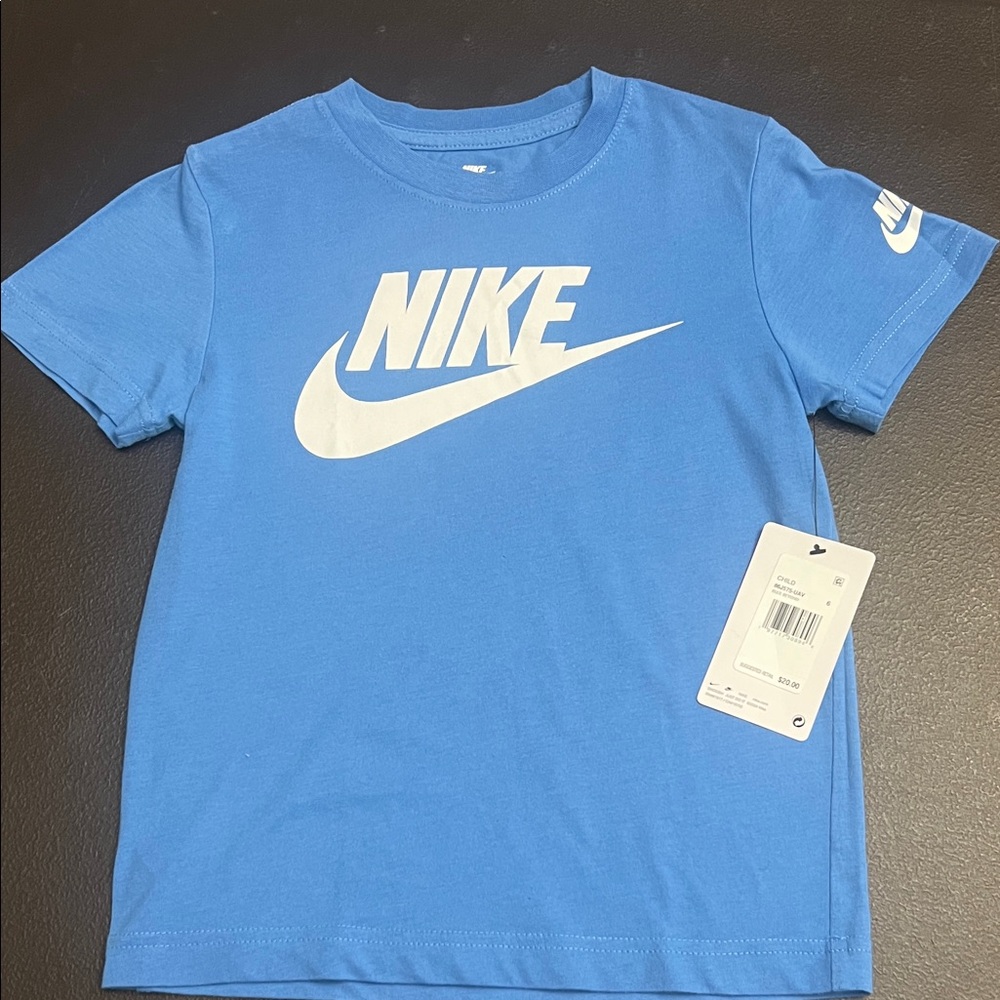Nike Blue Tee with White Swoosh Logo